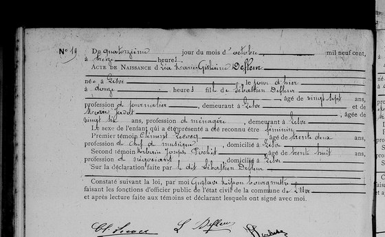 Acte naissance Lesve n19 — 13 octobre 1900
