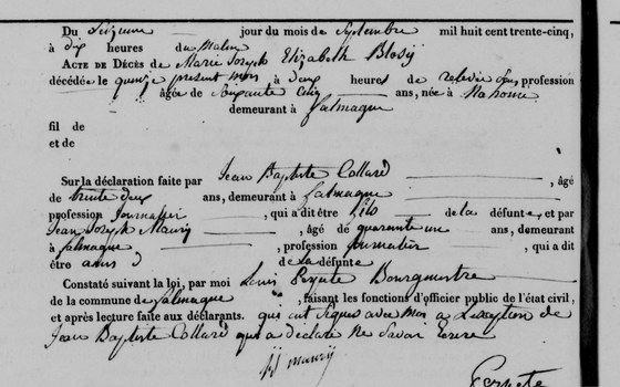 Acte décès — 15 septembre 1835