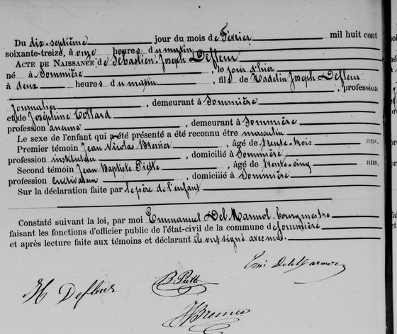 Acte naissance — 16 février 1873