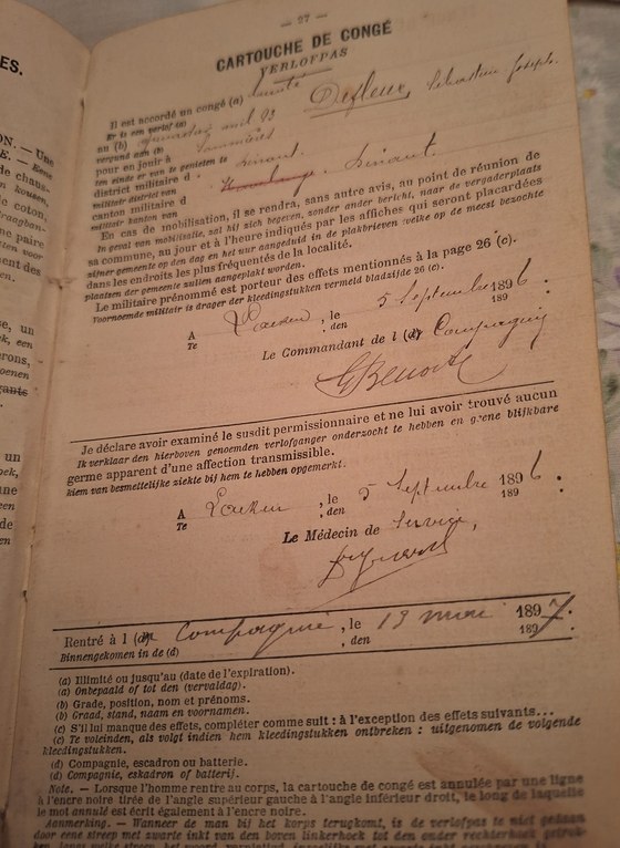 Son congé, accordé à Laeken le 5 septembre 1896