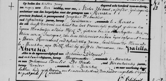 Acte naissance Merchtem, n62 — 31 mai 1832