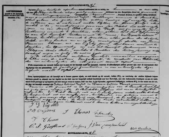 Son acte de mariage avec Francisca Ludovica Thomas, Merchtem, 27 avril 1881
