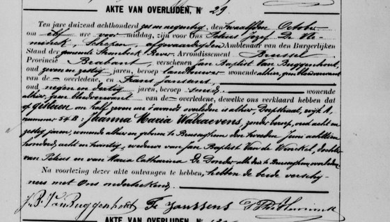 Son acte de décès, Strombeek-Bever, acte n° 29 de 1896.