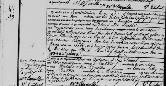 Acte de naissance n° 59, Merchtem, dressé le 17 mai 1833