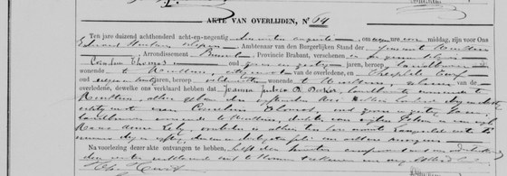 Acte de décès n° 64, Merchtem, dressé le 1ᵉʳ août 1898