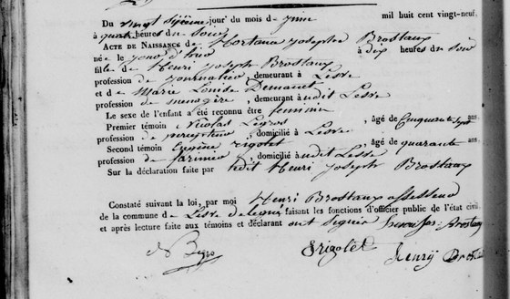 Son acte de naissance — Lesve, 26 juin 1829 , fichier 0510