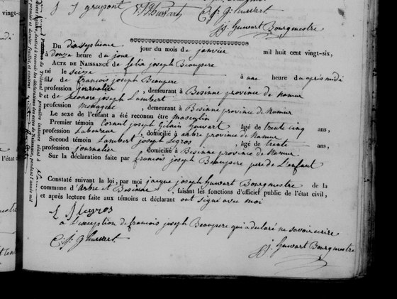 Son acte de naissance, natif AGATHA