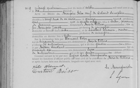 Son acte de décès, natif AGATHA