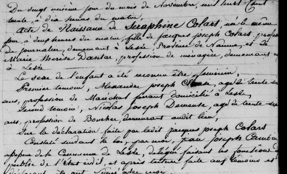 Acte naissance — 29 novembre 1830