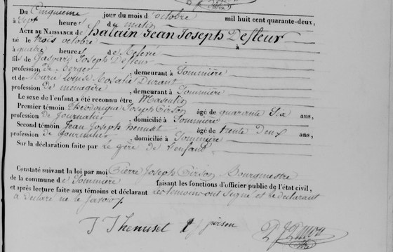 Acte naissance — 5 octobre 1842