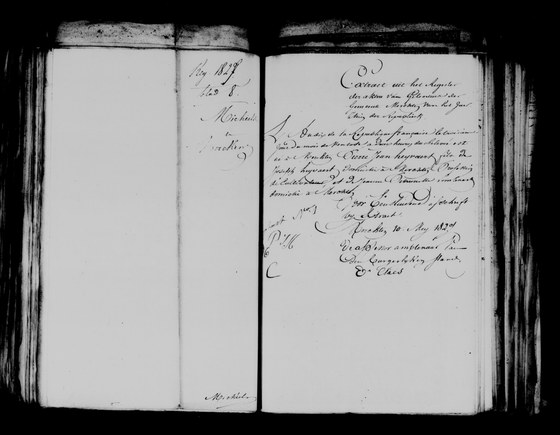 Extrait de l'acte de naissance de Petrus Joannes Heyvaert, produit au dossier de mariage de 1827, Merchtem, 22 février 1802