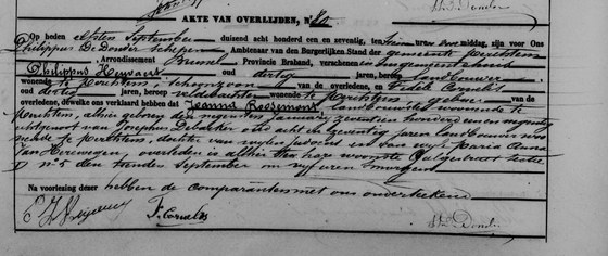 Acte de décès, Merchtem, 11 septembre 1871, n° 80