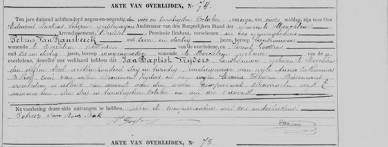 Acte décès Merchtem n74 — 24 octobre 1899
