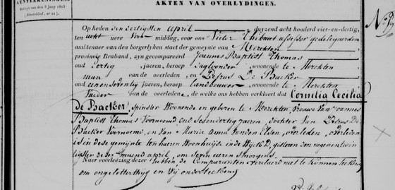 Acte de décès n° 5, Merchtem, dressé le 30 avril 1834
