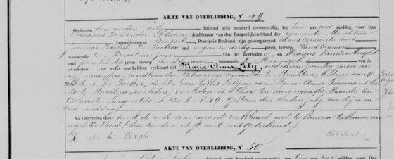 Acte de décès n° 49, Merchtem, dressé le 4 juillet 1866