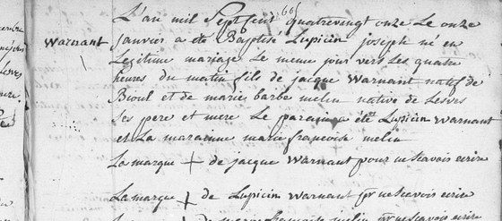 Baptême Lesve — 11 janvier 1791