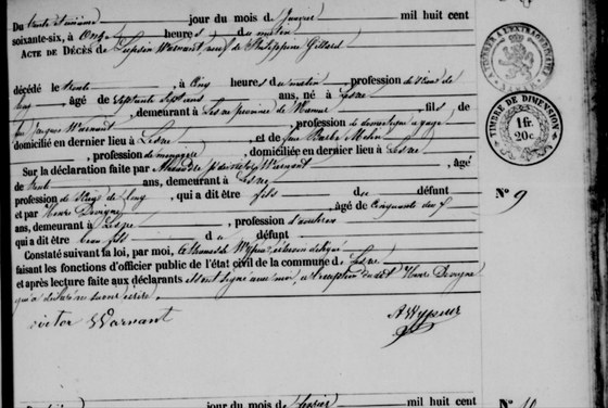 Son acte de décès — Lesve, 31 janvier 1866, n° 9