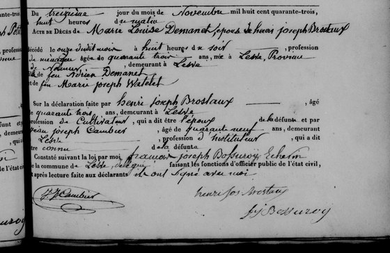 Son acte de décès — Lesve, 13 novembre 1843 , fichier 0465