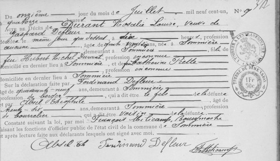 Acte décès — 11 juillet 1901