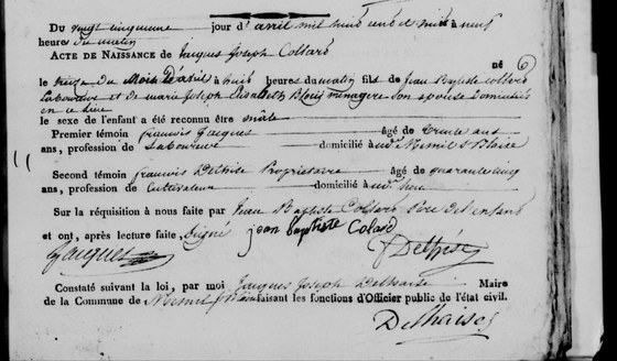 Acte naissance — 13 avril 1808