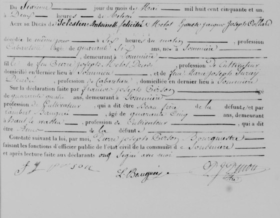 Acte de décès n° 6, Sommière, 6 mai 1851