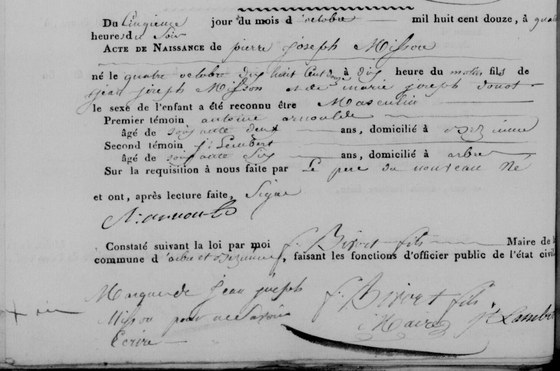 Acte naissance — 4 octobre 1812