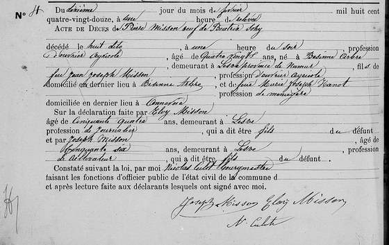 Acte décès — 8 février 1892