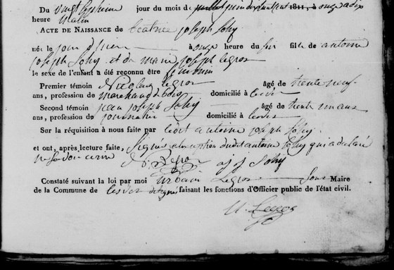 Acte naissance — 26 juin 1811