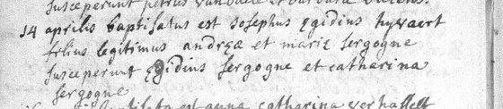 6 — Son acte de baptême présumé, Meuzegem, 14 avril 1769. AGATHA vol. 99575, série 518_0342_000_00013_000, fichier 0009, page de gauche. Page entière : LIBRARY/Cache/agatha-99575/pages/0009.jpg