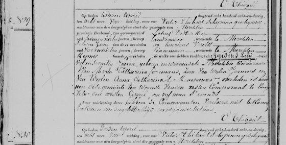 Acte de décès n° 29, Merchtem, dressé le 2 avril 1838