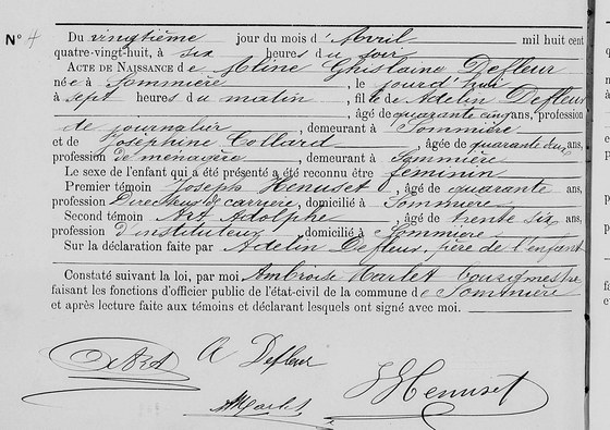 Son acte de naissance — Sommière, 20 avril 1888, n° 4