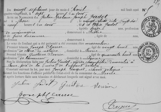 La naissance de son fils naturel, 1888