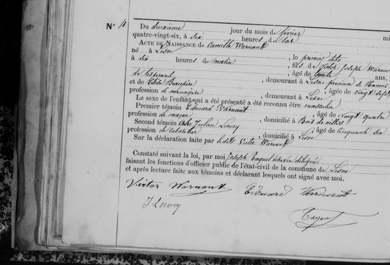 Son acte de naissance — Lesve, 2 février 1886, acte n° 4