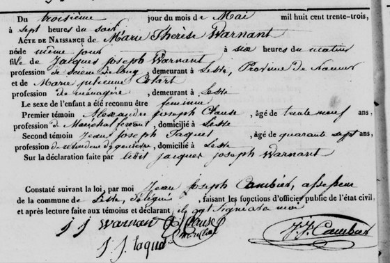 La naissance de sa fille — l'acte qui l'a fait découvrir