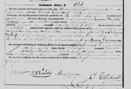 Acte naissance Merchtem n123 — 27 décembre 1851