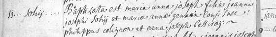 Acte de baptême de Marie Anne Joseph Sohy, paroisse de Lesve, 11 septembre 1770 — l'acte juste avant celui de son frère