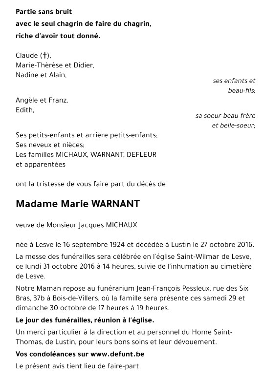 Second avis — celui de ses enfants (« Notre Maman »),. C'est lui qui nomme la fratrie