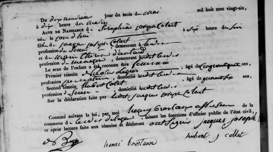 Son acte de naissance — Lesve, 19 mai 1826