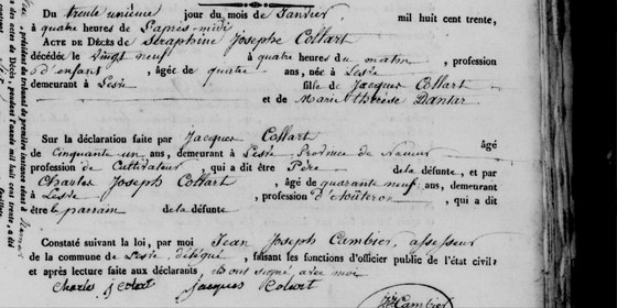 Son acte de décès — Lesve, 31 janvier 1830