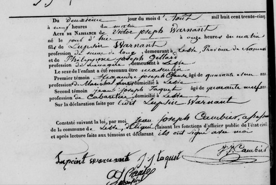 Son acte de naissance — Lesve, 2 août 1835